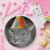 Party Hat Gray Cat Pappteller (Party)