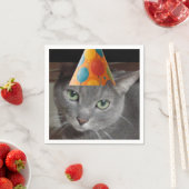 Party Hat Gray Cat Serviette (Beispiel)