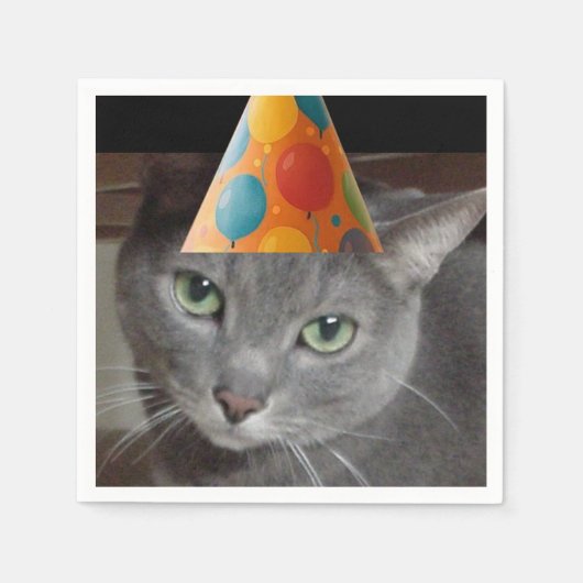 Party Hat Gray Cat Serviette (Vorderseite)