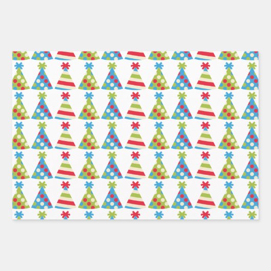 Party Hat Polka Dots Stripte Geschenktücher Geschenkpapier Set (Vorderseite 2)