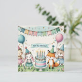 Party Haustiere Einladung zum Geburtstag (Stehend Vorderseite)