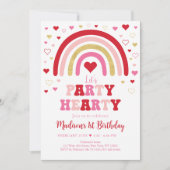 Party Hearty Boho Rainbow Valentine Birthday Einladung (Vorderseite)
