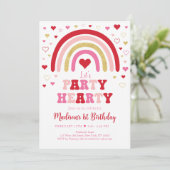 Party Hearty Boho Rainbow Valentine Birthday Einladung (Stehend Vorderseite)