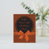 Party heller Glitzer-orange Einladung (Stehend Vorderseite)