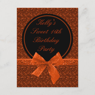 Party heller Glitzer-orange Einladung