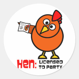 Party Hen Runder Aufkleber