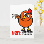 Party Hen White Grußkarte Karte (Gelbe Blume)