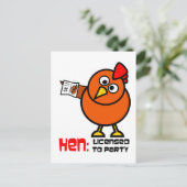 Party Hen White Postkarte (Stehend Vorderseite)