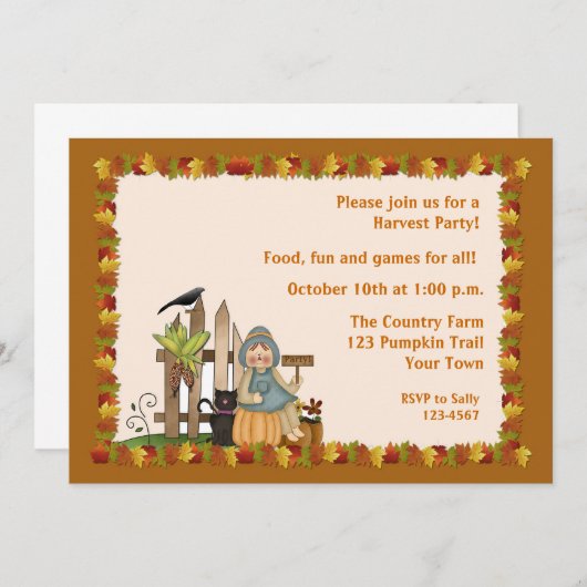 Party Herbst Einladung (Vorne/Hinten)