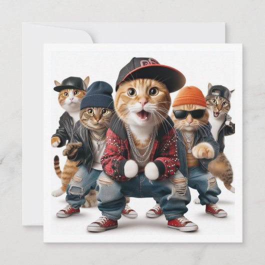 Party, Hip Hop-Tanz, Tanz-Party, Katze Einladung (Vorderseite)