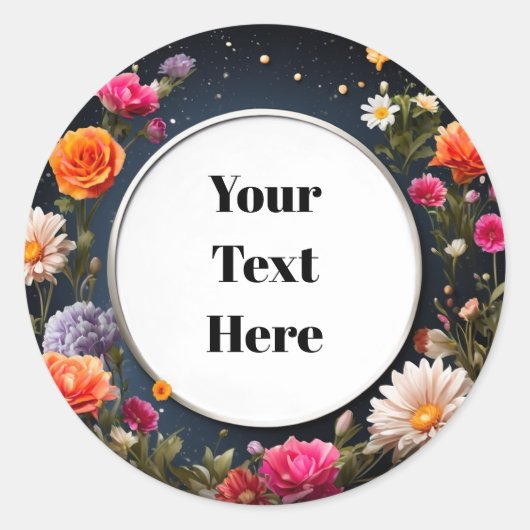 Party/Hochzeiten mit individuell anpassbaren Blume Runder Aufkleber (Vorderseite)