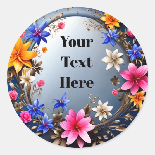 Party/Hochzeiten mit individuell anpassbaren Blume Runder Aufkleber (Vorderseite)
