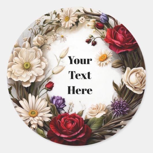 Party/Hochzeiten mit individuell anpassbaren Blume Runder Aufkleber (Vorderseite)