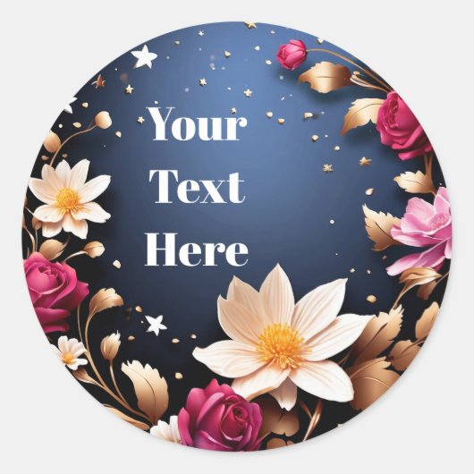 Party/Hochzeiten mit individuell anpassbaren Blume Runder Aufkleber (Vorderseite)