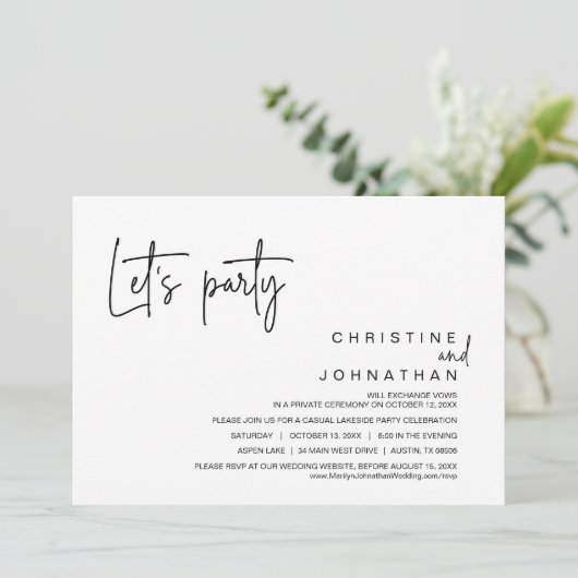 Party, Hochzeitsfeier Einladung (Stehend Vorderseite)