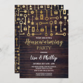 Party Holz Gold-Schlüssel - Digitaler Schlüssel Einladung (Vorne/Hinten)