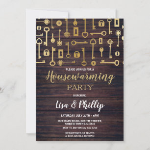 Party Holz Gold-Schlüssel - Digitaler Schlüssel Einladung