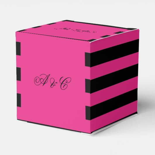 Party "Hot Pink & Black Stripes" Geschenkschachtel (Rückseite)