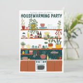 Party Housewarming Niedliche Art Cosy Küche Einladung (Stehend Vorderseite)