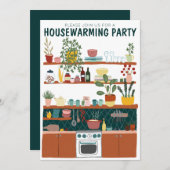 Party Housewarming Niedliche Art Cosy Küche Einladung (Vorne/Hinten)