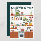 Party Housewarming Niedliche Art Cosy Küche Einladung (Vorne/Hinten)