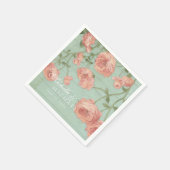 Party Hübsch Rosa Pfirsichfarben Rose Holzzaun Serviette (Ecke)