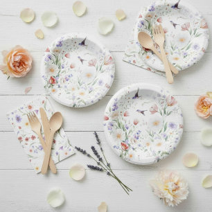 Party Hummingbird Floral Garden Pappteller