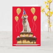 Party Hund auf einem Kuchen Geburtstag Karte (Gelbe Blume)