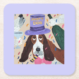 Party-Hund Basset Hound Rechteckiger Pappuntersetzer