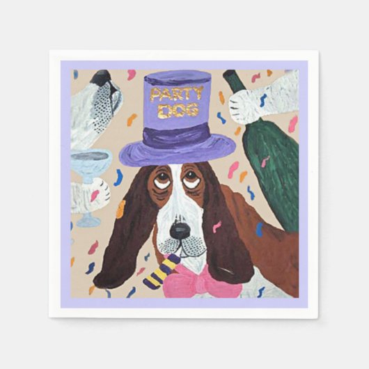Party-Hund Basset Hound  Serviette (Vorderseite)