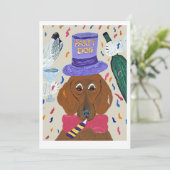 Party-Hund-Dachshund Einladung (Stehend Vorderseite)