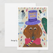 Party-Hund-Dachshund Einladung (Vorne/Hinten)