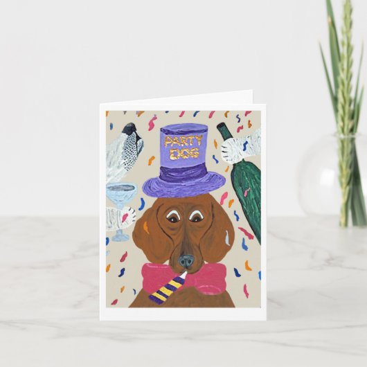 Party-Hund Dachshund Einladung (Vorderseite)
