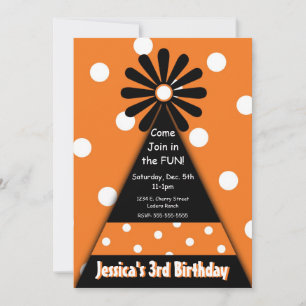 Party Hut mit Orange Polka Dots Einladung