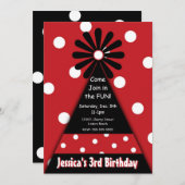 Party-Hut mit roter Polka-Punkt-Einladung Einladung (Vorne/Hinten)