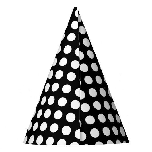 Party-Hut mit weißen Polkapunkten auf Schwarzem Partyhütchen (Rückseite)