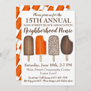 Party Ice Cream Social Birthday Popsicle Picnic Einladung