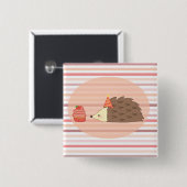 Party-Igel und kleiner Kuchen Button (Vorne & Hinten)