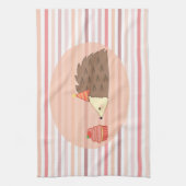 Party-Igel und kleiner Kuchen Geschirrtuch (Vertikal)