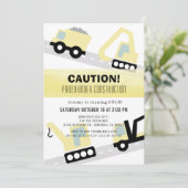 Party im Bau Weißer Geburtstag Einladung (Stehend Vorderseite)