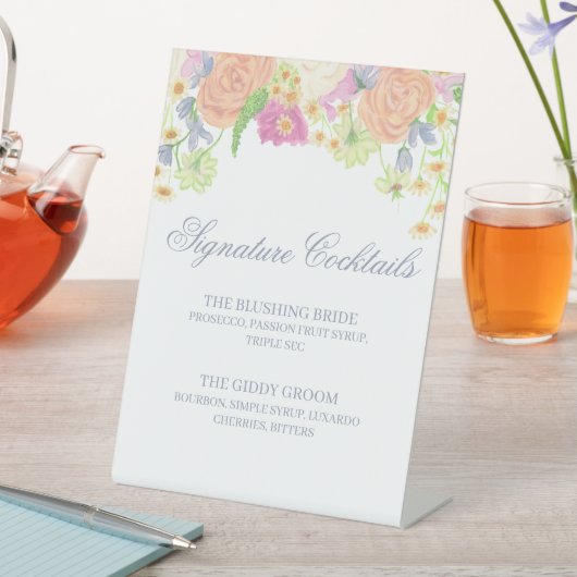 Party im Blumengarten Cocktail Menü Sockelschild (In Situ)