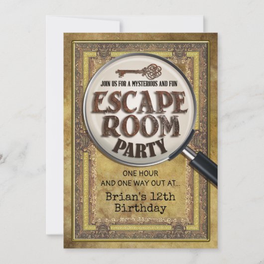 Party im Escape Room - Vorder- und Rückseite Einladung (Vorderseite)