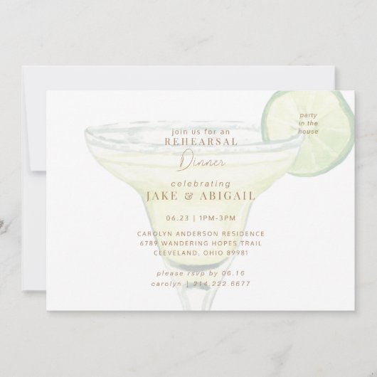 Party im Haus Margarita Probe Dinner Einladung (Vorderseite)