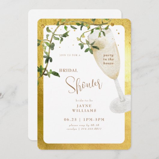 Party im House Champagne Brautparty Einladung (Vorne/Hinten)