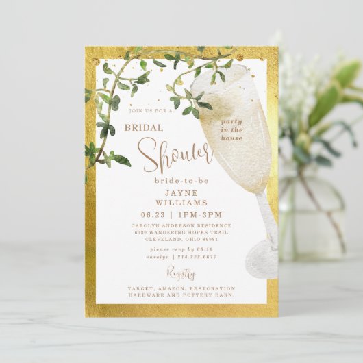 Party im House Champagne Brautparty II Einladung (Stehend Vorderseite)