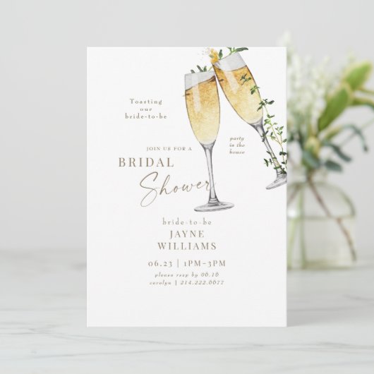 Party im House Champagne Toast Brautparty Einladung (Stehend Vorderseite)