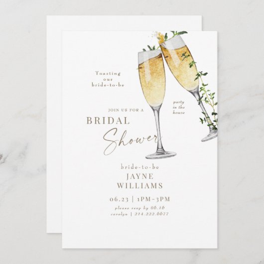 Party im House Champagne Toast Brautparty Einladung (Vorne/Hinten)