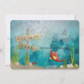 Party im Ozean mit Holzschild Einladung (Vorderseite)