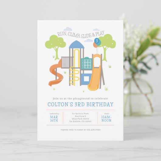 Party im Park Birthday Einladung (Stehend Vorderseite)