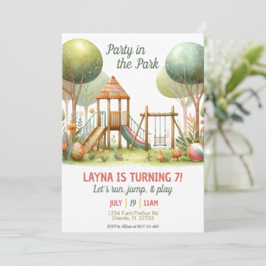 Party im Park Einladung zum Geburtstag (Stehend Vorderseite)
